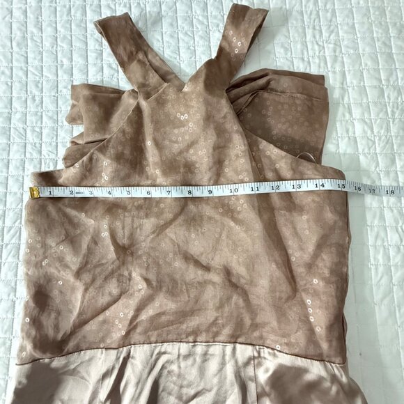 Sheri Bodell Womens M Brown Silk Bow Sequin Halter Dress, M - Picture 9 of 11